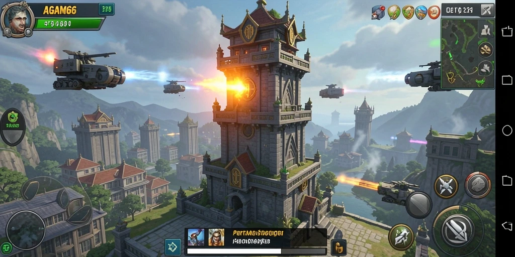 Screenshot AGAM66 menunjukkan aksi seru dalam menghadapi musuh di Tower Defense.