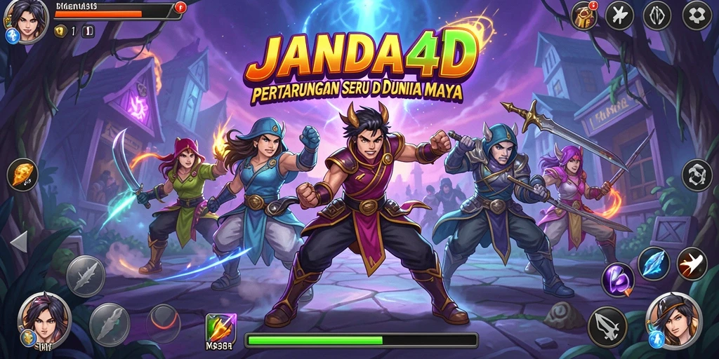 Tampilan seru pertempuran dalam JANDA4D dengan karakter unik.