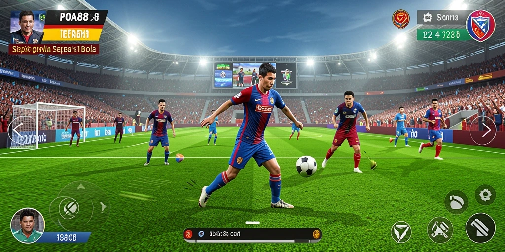 Screenshot gameplay <strong>POA88</strong> dengan aksi seru di lapangan sepak bola.