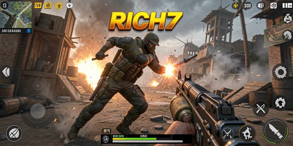 Tampilan gameplay RICH7 yang seru dan menegangkan di dunia TPS.
