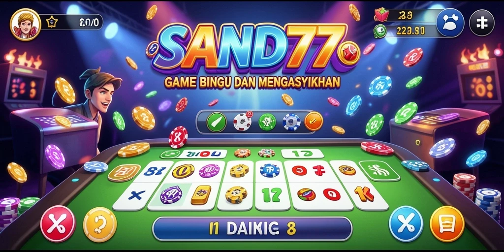 Tampilan gameplay seru SAND77 yang penuh warna.