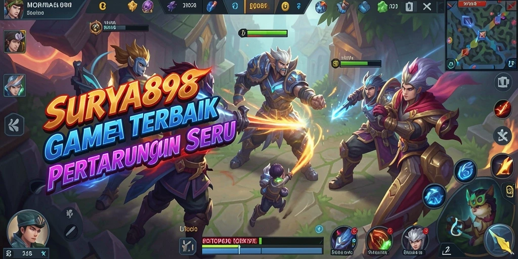 Screenshot gameplay SURYA898 menampilkan aksi seru dalam arena MOBA.