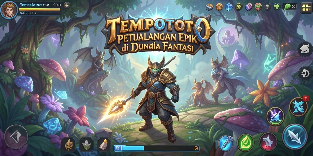 Tampilan seru gameplay RPG TEMPOTOTO dengan pertarungan epik.