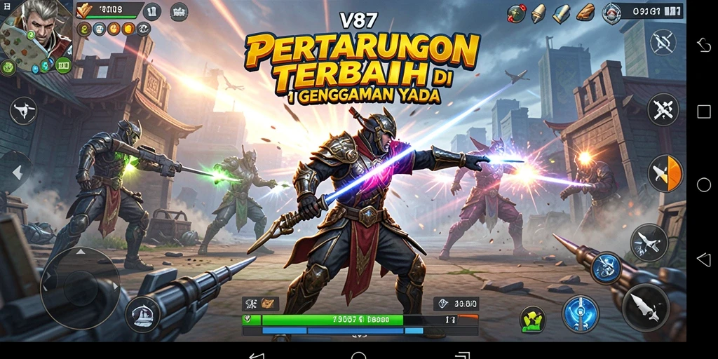 Gameplay seru V87 dengan pertarungan dinamis dan aksi cepat.