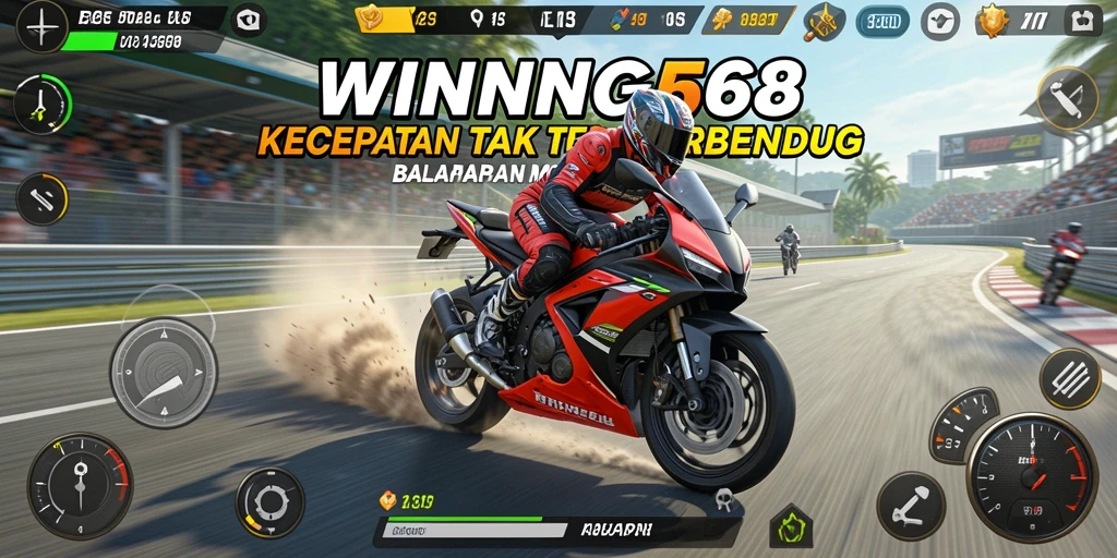 Gameplay balapan motor yang mendebarkan dan penuh aksi.